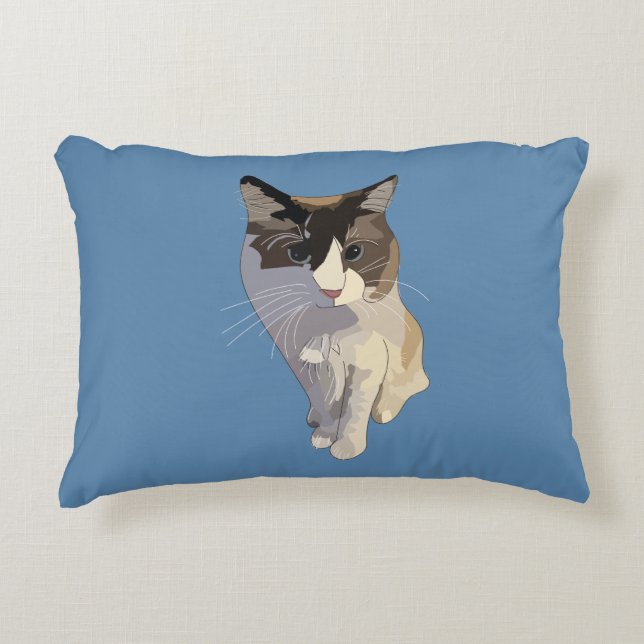 Ragdoll cat, Dusty Blue Accent Pillow (Front)