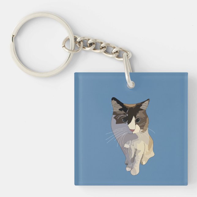 Ragdoll cat, Dusty Blue Keychain (Front)