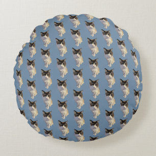 Ragdoll cat, Dusty Blue Round Pillow