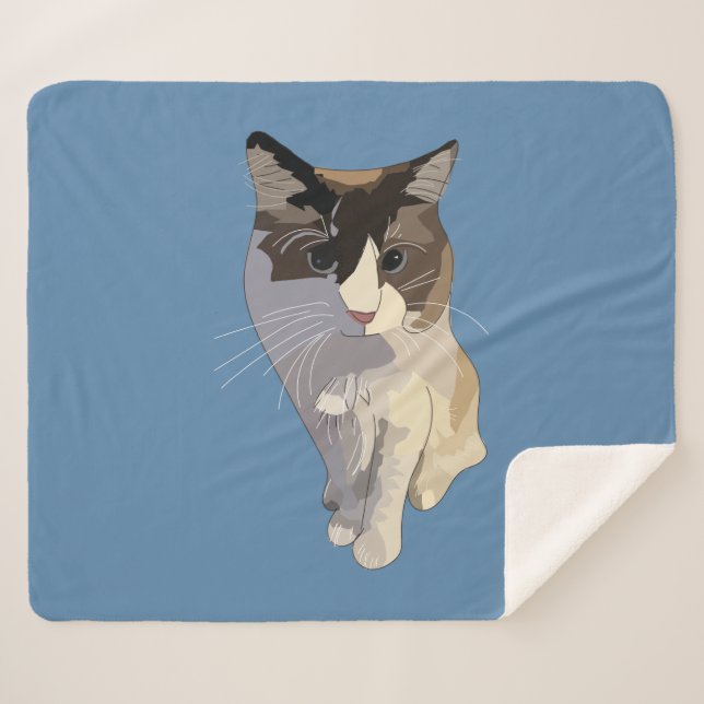 Ragdoll cat, Dusty Blue Sherpa Blanket (Front (Horizontal))