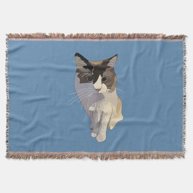 Ragdoll cat, Dusty Blue Throw Blanket (Front)