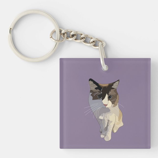 Ragdoll cat, Dusty Purple Keychain (Front)