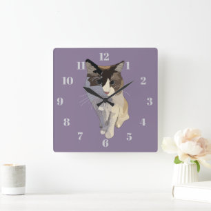 Ragdoll cat, Dusty Purple Square Wall Clock