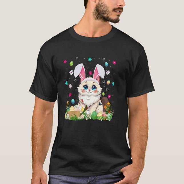 Ragdoll Cat Easter Egg Hunt Bunny Ear Ragdoll Happ T-Shirt (Front)
