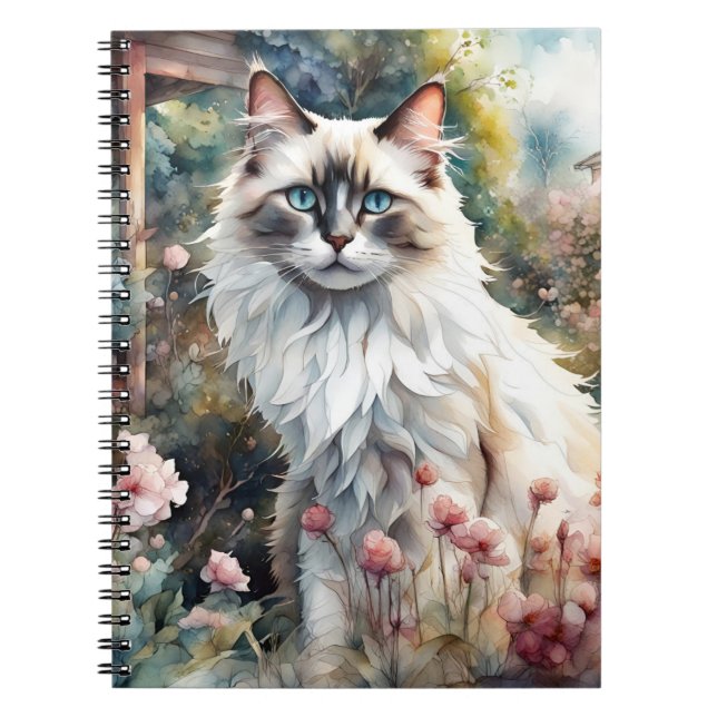 Ragdoll Cat in English Garden Notebook (Front)