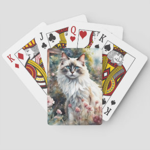 Ragdoll Cat in English Garden Playing Cards
