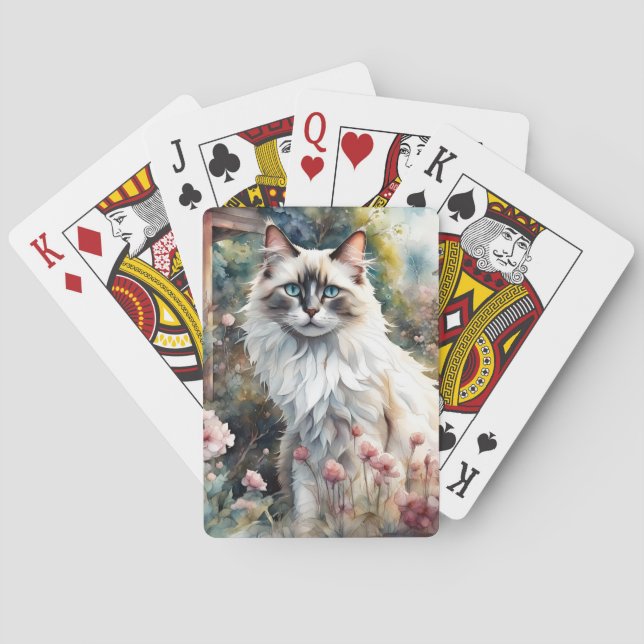 Ragdoll Cat in English Garden Playing Cards (Back)