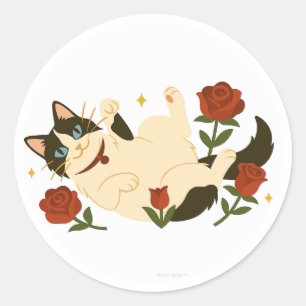 Ragdoll Cat in Roses Classic Round Sticker