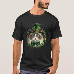 Ragdoll Cat Leprechaun Hat Glasses St Patricks Day T-Shirt