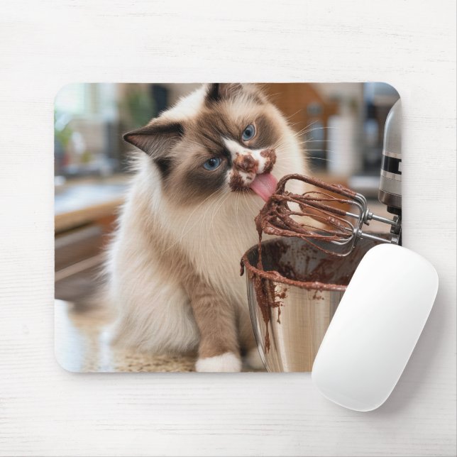 Ragdoll Cat Licking Mixer Beater Mouse Pad (With Mouse)