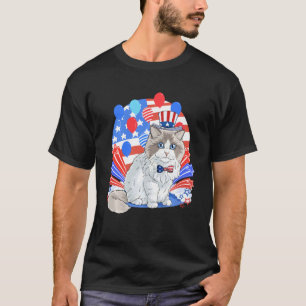 Ragdoll Cat Merica 4th Of July American Flag Patri T-Shirt