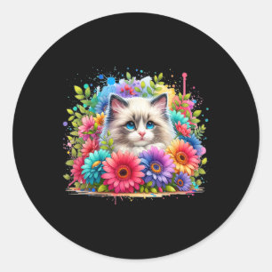Ragdoll Cat Mom Mother39s Day Watercolor Colorful  Classic Round Sticker