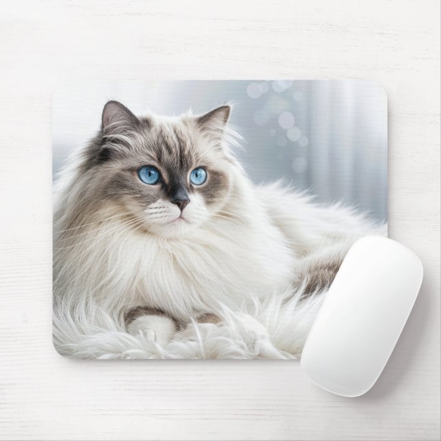 Ragdoll Cat On a Fur Rug Mouse Pad (With Mouse)
