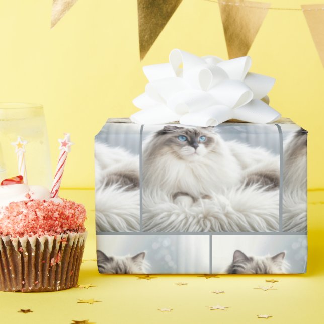 Ragdoll Cat On a Fur Rug Wrapping Paper (Birthday Party)