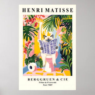 Ragdoll Cat on a Toilet - Matisse Style Bathroom Poster