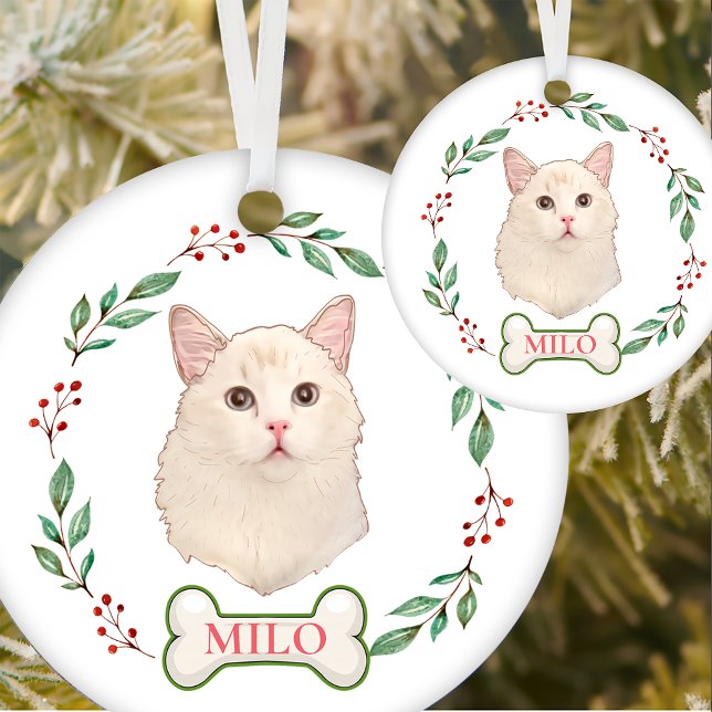 Ragdoll Cat Personalized Hand Drawing Ceramic Ornament (Creator Uploaded)