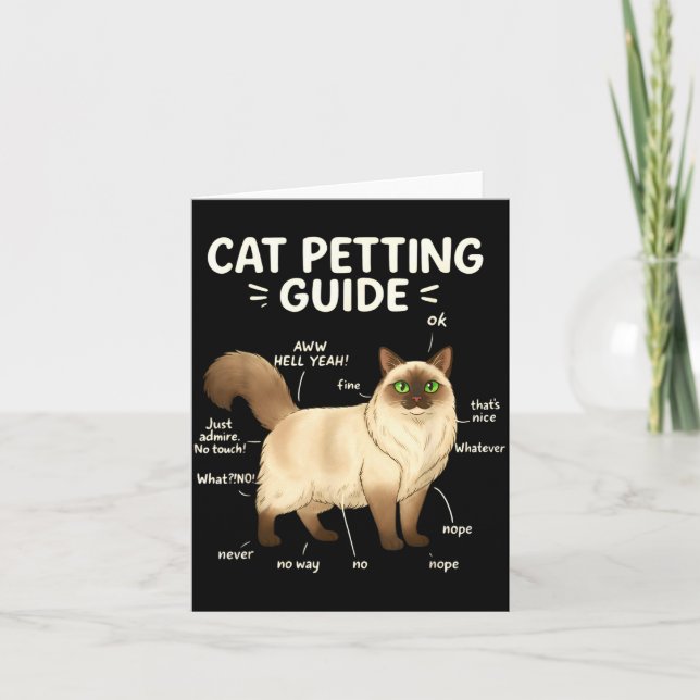 Ragdoll Cat Petting Guide Funny Cat Lover  Card (Front)