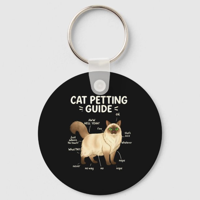 Ragdoll Cat Petting Guide Funny Cat Lover  Keychain (Front)