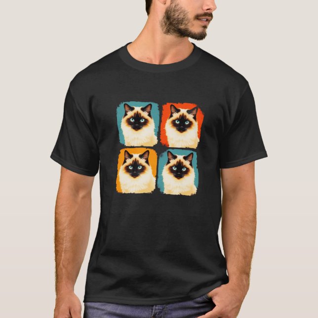 Ragdoll Cat Pop Art Funny for Cat Owners and Lover T-Shirt (Front)