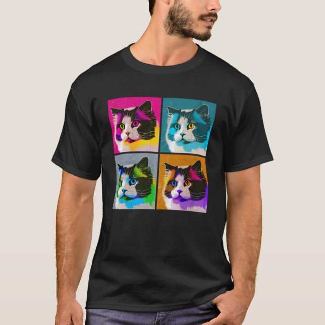 Ragdoll Cat Pop Illustration Colourful Animal Men T-Shirt (Front)