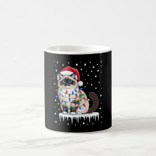Ragdoll Cat Santa Hat Christmas Lights Holiday Coffee Mug