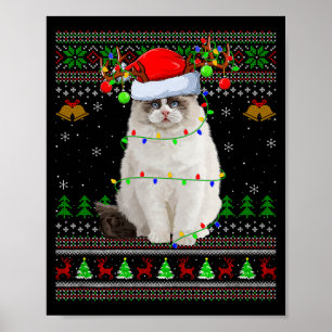 Ragdoll Cat Ugly Christmas Sweaters Holiday Santa Poster
