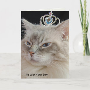 Ragdoll Cat with crown Name Day Card