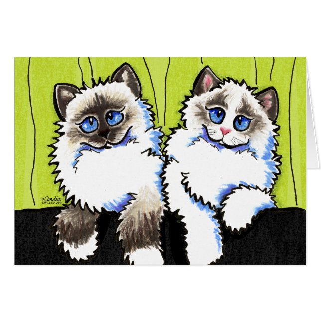 Ragdoll Cats Pair of Dolls Off-Leash Art™ (Front Horizontal)