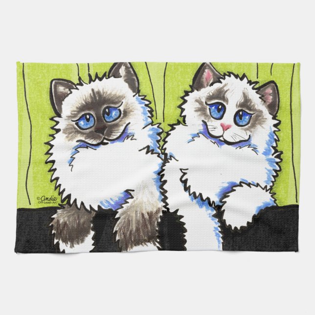 Ragdoll Cats Pair of Dolls Off-Leash Art™ Kitchen Towel (Horizontal)