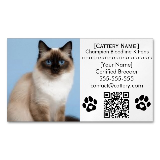 Ragdoll Cattery Customizable Cat Breeder Magnet  (devant)