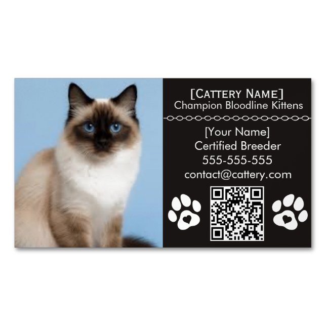 Ragdoll Cattery Customizable Cat Breeder Magnet  (Front)