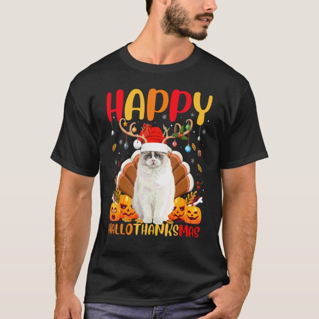 Ragdoll Dog  Happy Ragdoll Hellothanksmas T-Shirt (Front)