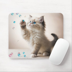 Ragdoll Kitten Playing With Bubbles Mouse Pad