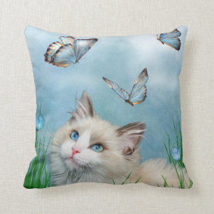 Ragdoll Kitty et coussin de décorateur d'art de