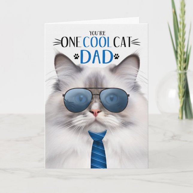 Ragdoll Lilac Point Cat Father's Day One Cool Cat Holiday Card (Front)