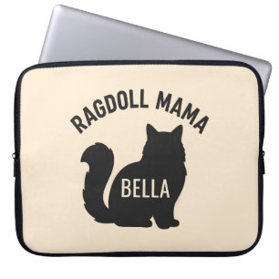 Ragdoll Mama Cat Silhouette Personalized Name Laptop Sleeve