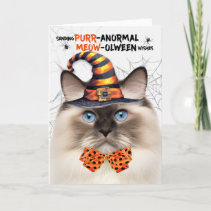 Ragdoll Seal Point Cat PURRanormal MEOWolween Holiday Card