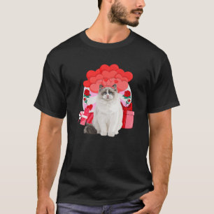 Ragdoll Valentines Day Cat Hearts Balloons T-Shirt