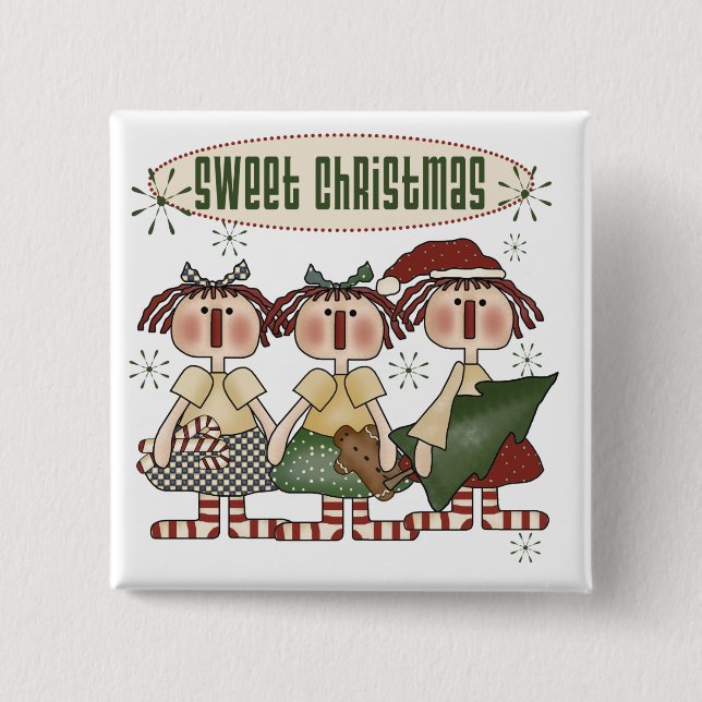 Ragdolls Sweet Christmas Tshirts and Gifts 2 Inch Square Button (Front)