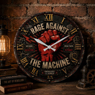 Rage Against the Machine Protest Art Large Clock