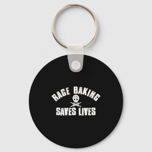 Rage Baking Saves Live Skull Funny Baker Cook Chef Keychain