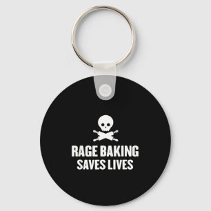 Rage Baking Saves Live Skull Funny Baker Cook Chef Keychain