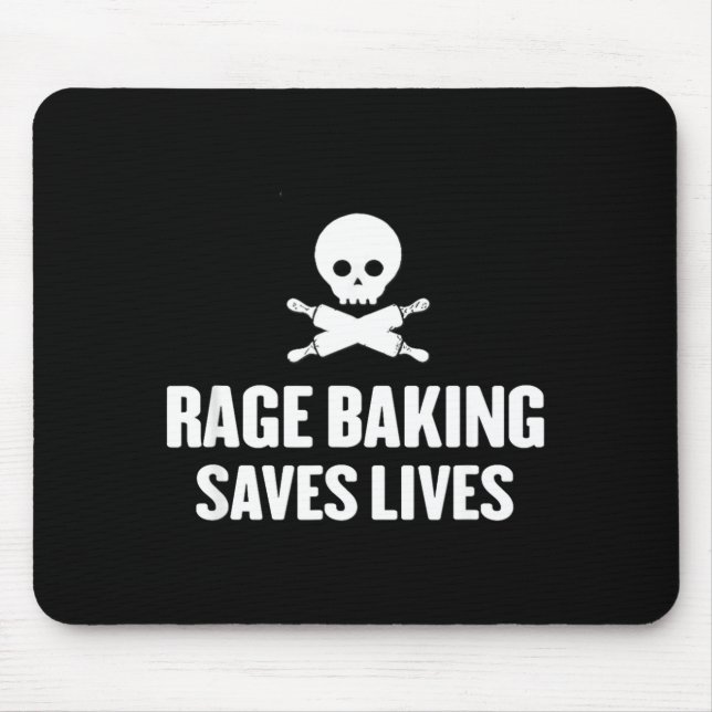 Rage Baking Saves Live Skull Funny Baker Cook Chef Mouse Pad (Front)