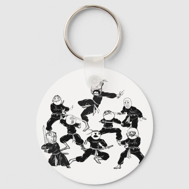 Rage Comic Meme Faces Ninja Gang Keychain (Front)