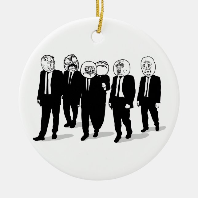 Rage Comic Meme Faces Walking. Me Gusta. Ceramic Ornament (Front)