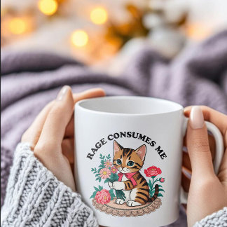Rage Consumes Me,Cat Flower,Cute Kitty Cat Meme Mug