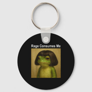 Rage Consumes Me Frog Funny Frog Bob Haircut Meme Keychain