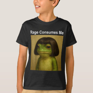 Rage Consumes Me Frog Funny Frog Bob Haircut Meme  T-Shirt