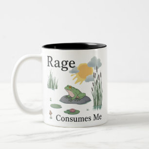 Rage Consumes Me Frog Pond Meme Frog Vintage Style Two-Tone Coffee Mug