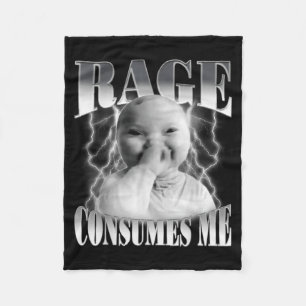 Rage Consumes Me Funny Ai Baby Holding Laugh Brain Fleece Blanket
